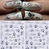 2Pcs Lily Letter Nail Stickers, Black and White Ink Painting Floral & Letter Self-Adhesive Nail Decals