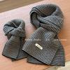 Classic Black and White Color Item Japanese Female Protagonist Versatile Striped Knitted Scarf Couple Parent and Child  Fashionable Warm Scarf