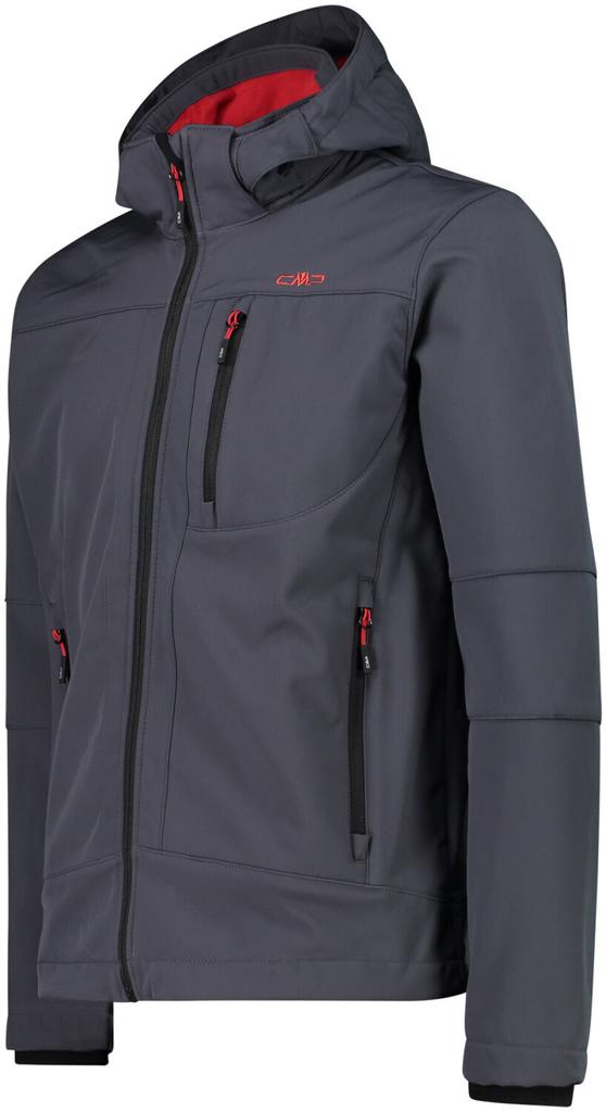 Куртка CMP мужская софтшелл с отстегивающимся капюшоном (3A01787N) titanio/ferrari