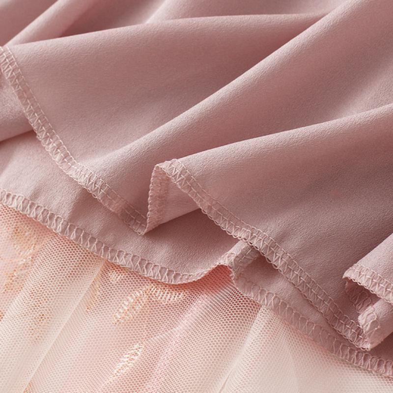 Jupes de luxe pour femmes, style coréen, mode, taille élastique, appliques, broderie, jupe en maille florale, longue jupe de bal en gaze