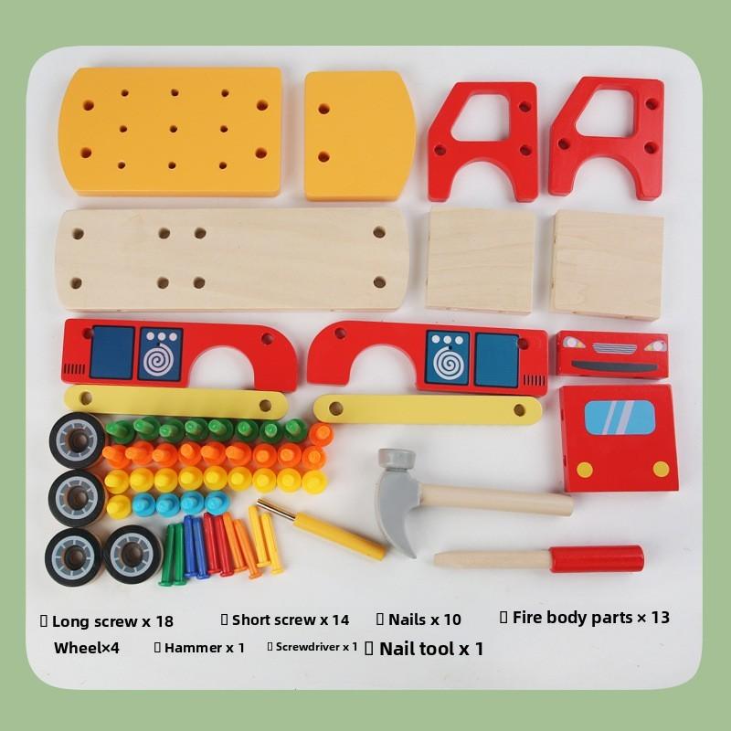 Wooden Construction Toy Set With Nut And Screw Blocks For Fine Motor Skills Development For Toddlers