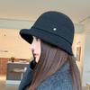 Autumn and winter new curling edge bucket hat women's casual fashion basin hat temperament elegant versatile sun hat shows small face