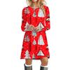 Sweet Cute Christmas Tree Dress Women Snowman Snowflake Print A-Line Dress Autumn Winter Casual Long Sleeve Mini Dresses