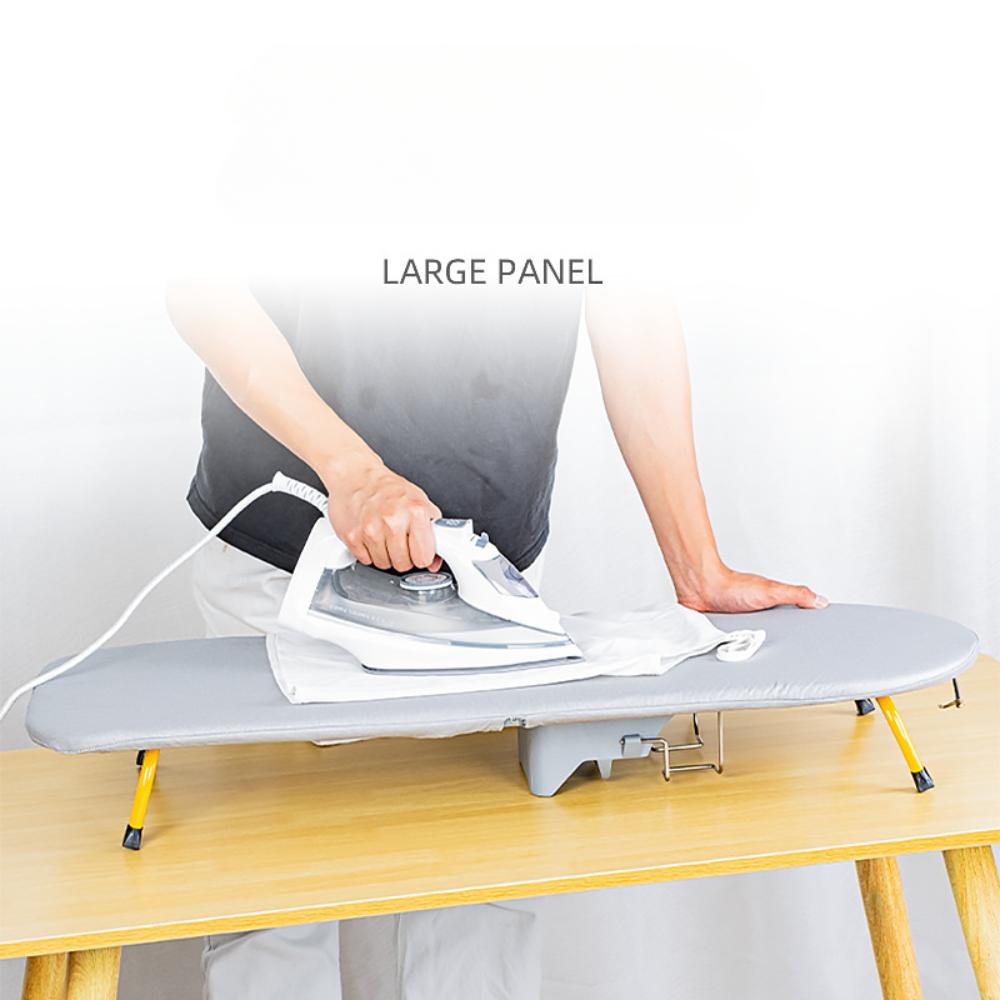 Folding Desktop Ironing Board, Wall-mounted Steel Mesh with Iron Stand, Space Saving, Convenient Laundry Hooks