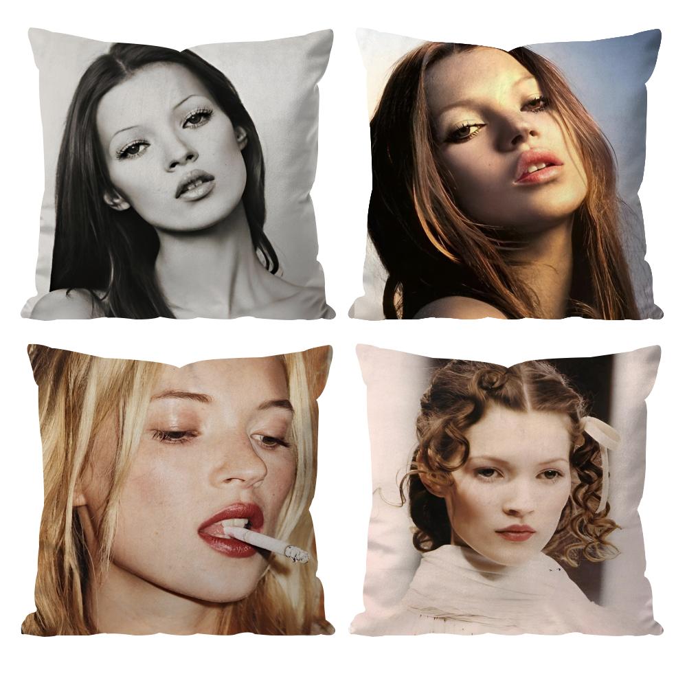 Fashion Modern Actor K-Kate Moss Cushion Cover Pattern Printed Pillowcase for Living Room Sofa Cushion Cover & Bedroom Decor