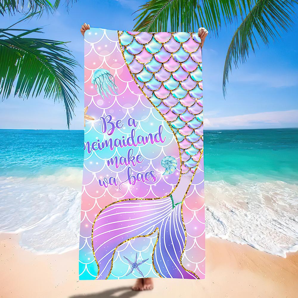 Microfiber Beach Towel Digital Printing Quick-Drying Double-Sided Velvet Class A Large Bath Towel Plus Towel
