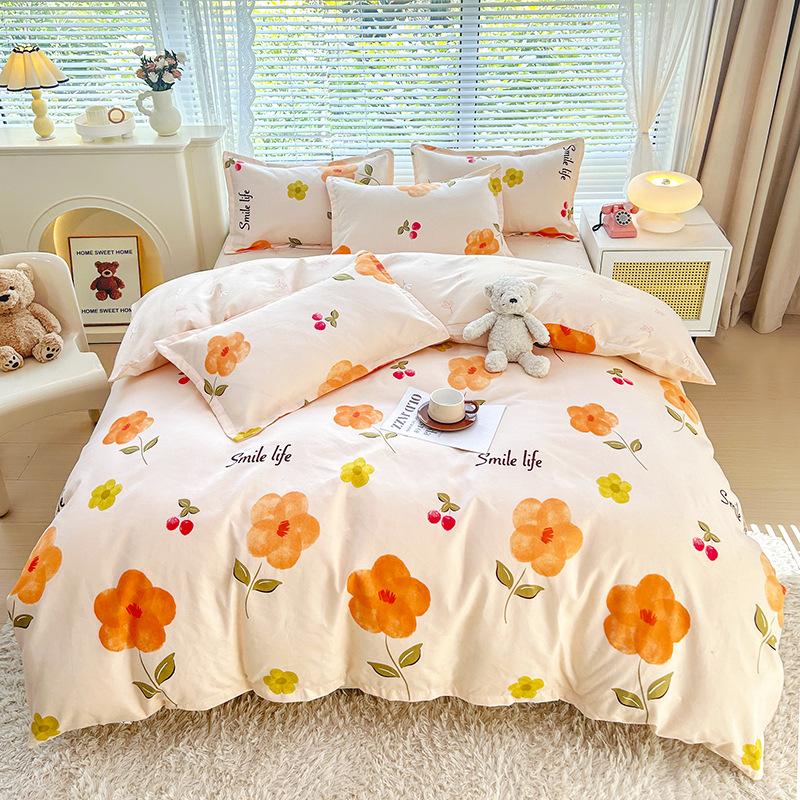 Fresh and Pastoral Style of Plants and Flowers, Dormitory Home Three-piece Set, Four-piece Set, Silky Soft and Delicate Bedding