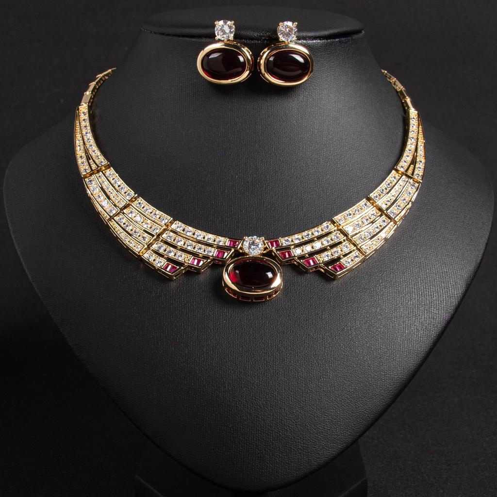 2-teiliges Schmuckset Exquisites Luxus Damen Halskette Ohrringe Kleid Party Hochzeit Braut Hundert Atemberaubende Accessoires M-371