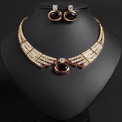 2-teiliges Schmuckset Exquisites Luxus Damen Halskette Ohrringe Kleid Party Hochzeit Braut Hundert Atemberaubende Accessoires M-371
