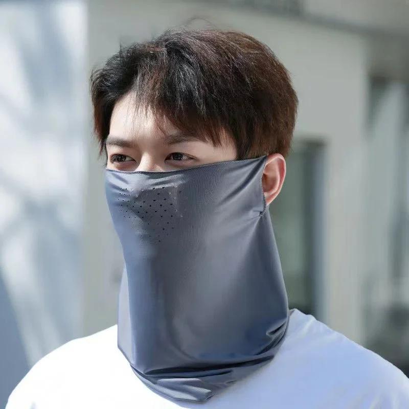 Summer Sunscreen Ice Silk Mask Neck UV Protection Face Cover Sunscreen Face with Brim Outdoor Cycling Sun Protection Hats Caps