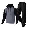 Men's Casual Loose Fit Hooded Sweatshirt and Gray Straight Leg Pants Set for Fall Winter