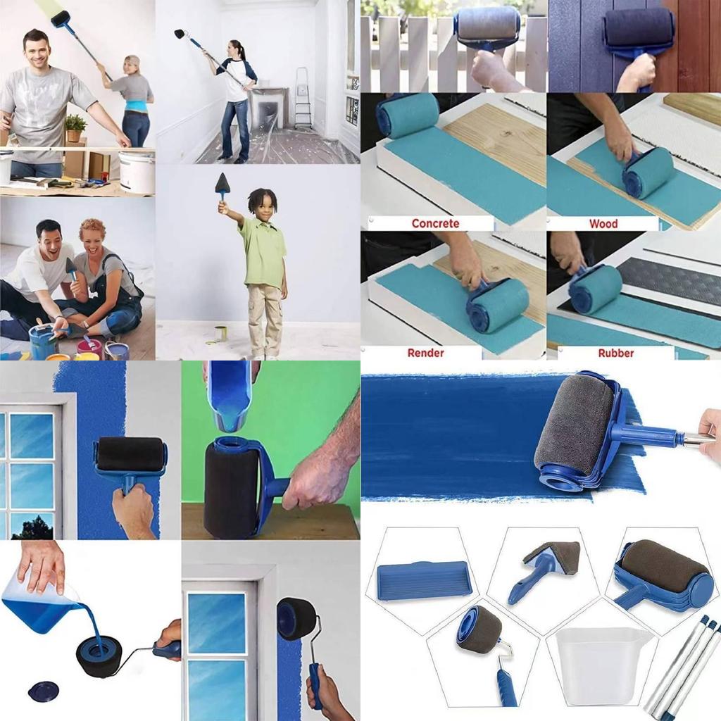 Versatile Round Roller Brush Kit Ideal For Home Renovation With Extendable Handle For Precision