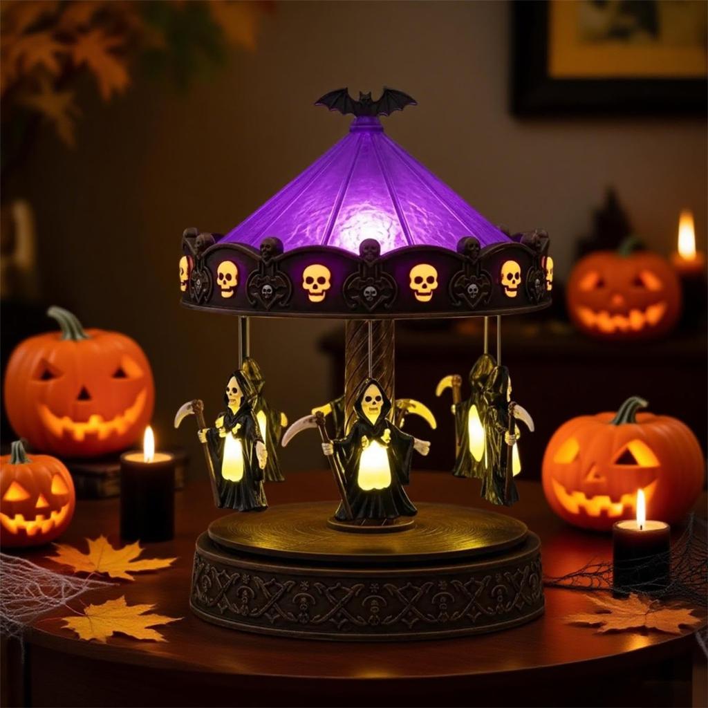 Carousel Light - Halloween Horror Reading Light, Halloween Night Light, Vintage Carousel Decoration