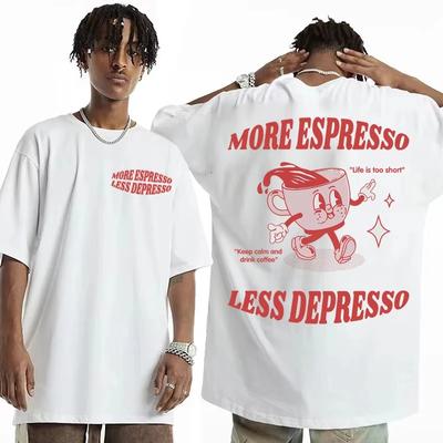 Più Caffè Meno Tristezza Magliette Divertenti Uomo Donna Estetica Vintage Cartone Animato T-shirt Estate Pop Art Cotone Magliette Top