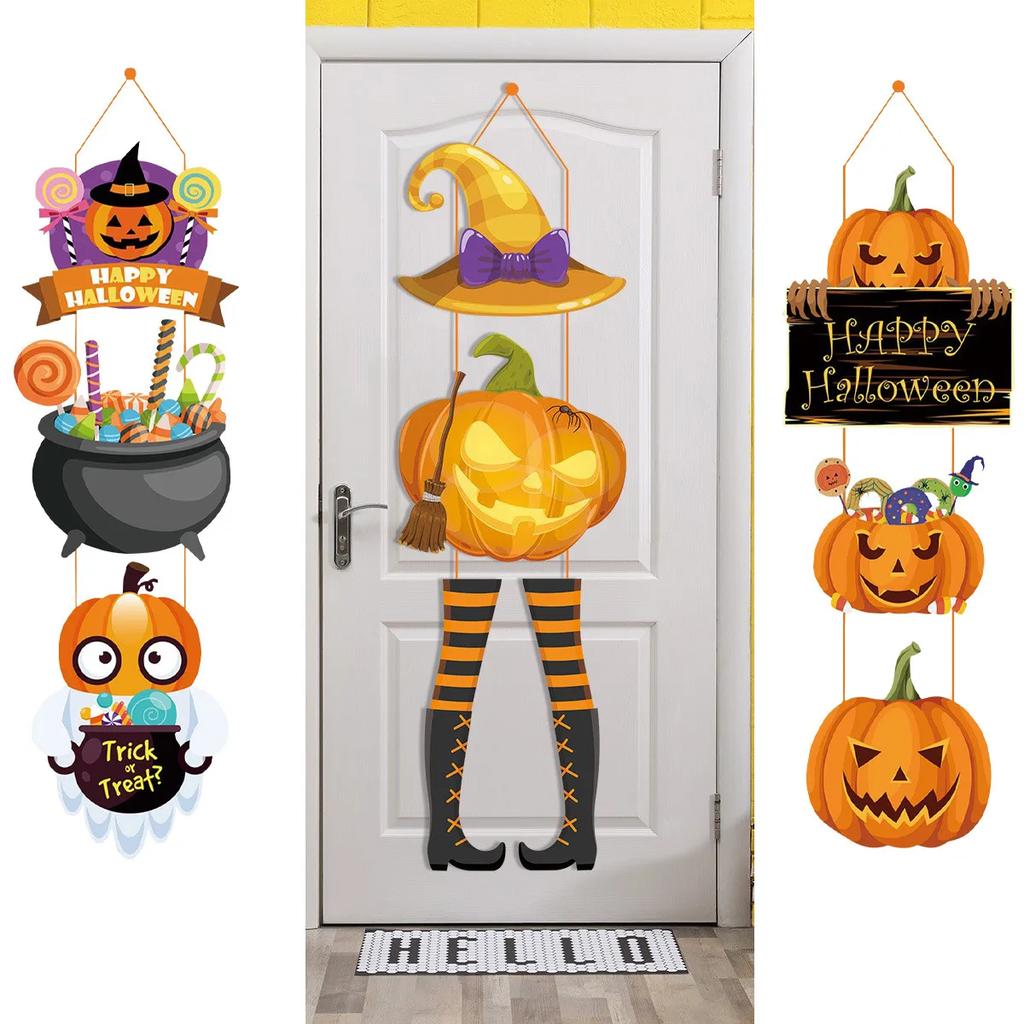 Spooky 2025 Halloween Door Decor-Gloaming Pumpkin Hanging Pendants for Porch Scary Window Decoration & Party Atmosphere Gift Set