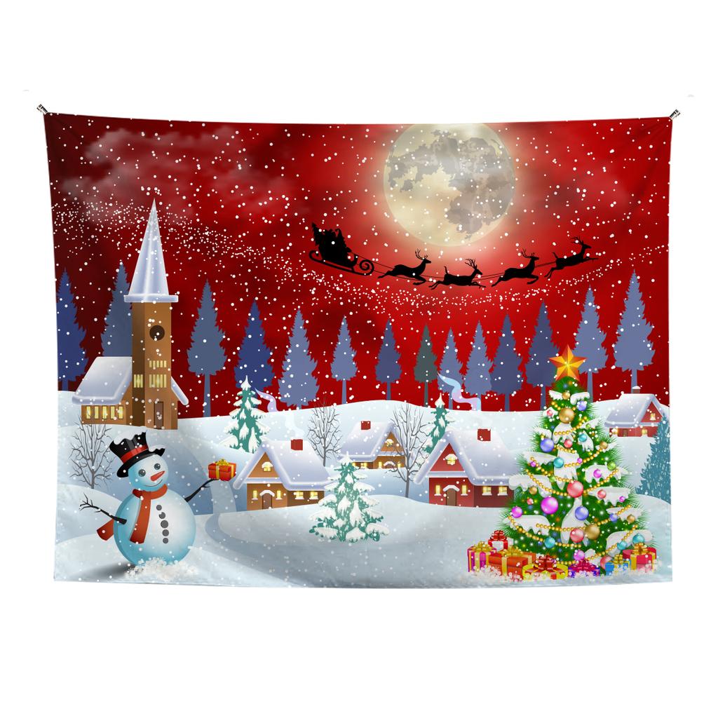 Wohnkultur Frohe Weihnachten Schneeschuh Baum Santa Claus Santa Claus Geschenke Gedruckt Polyester Faser Wand Hängen tapeçaria de natal