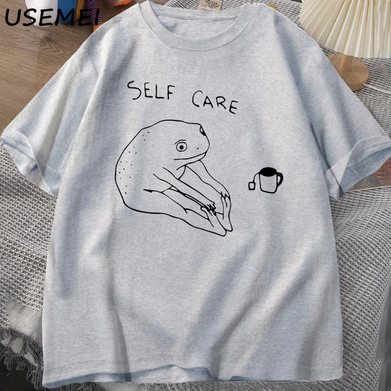 Vtipné tričko s žábou pro péči o sebe Retro Cottagecore Tričko s potiskem žáby Dámské Pánské Letní s kulatým výstřihem Krátký rukáv Tričko Streetwear Trička Unisex