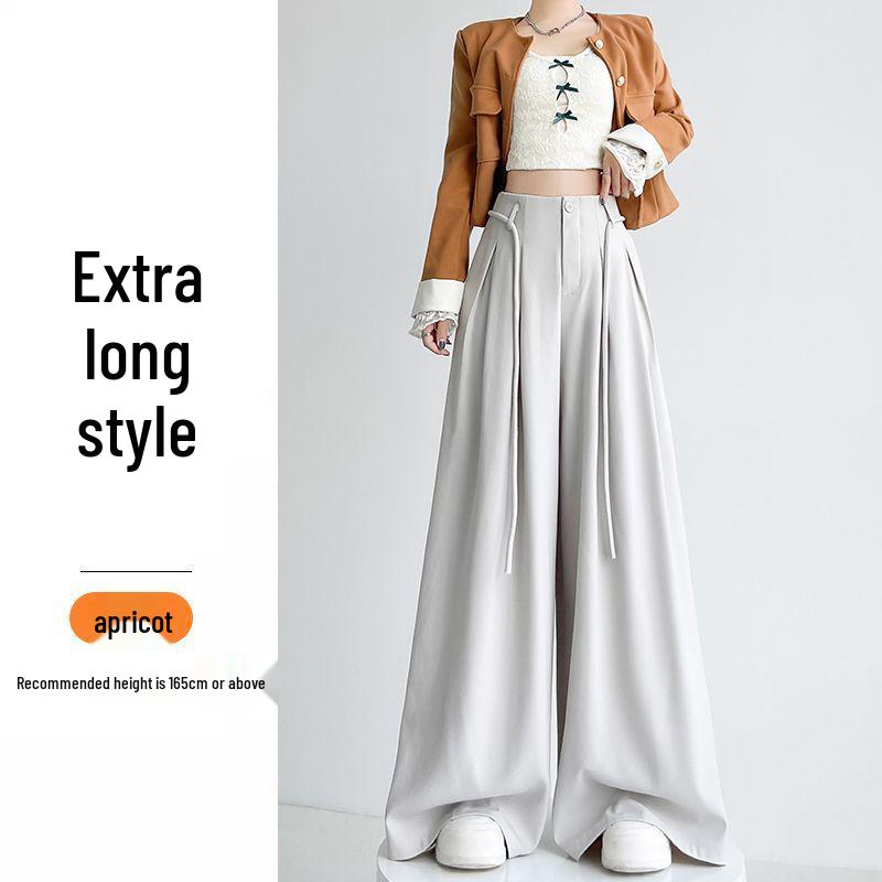 

Women s High-Waisted Gray Wide-Leg Pants-Skirt: 2026 Spring/Summer Casual Loose Straight-Leg Drape Style. M (95-110 jin)