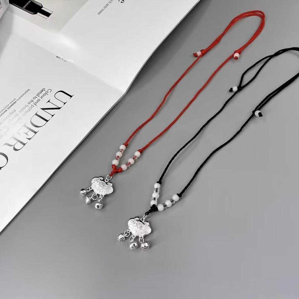 Long Life Lock Necklace Female Entry and Exit Safe Baby Pendant Bell Safe Wealth Pendant Children's Bell