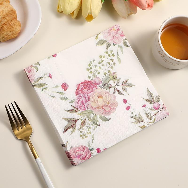20Pcs/pack 33x33cm Plant Flower Printed Paper Tableware Disposable Napkin Tissues Home Wedding Party Decoration