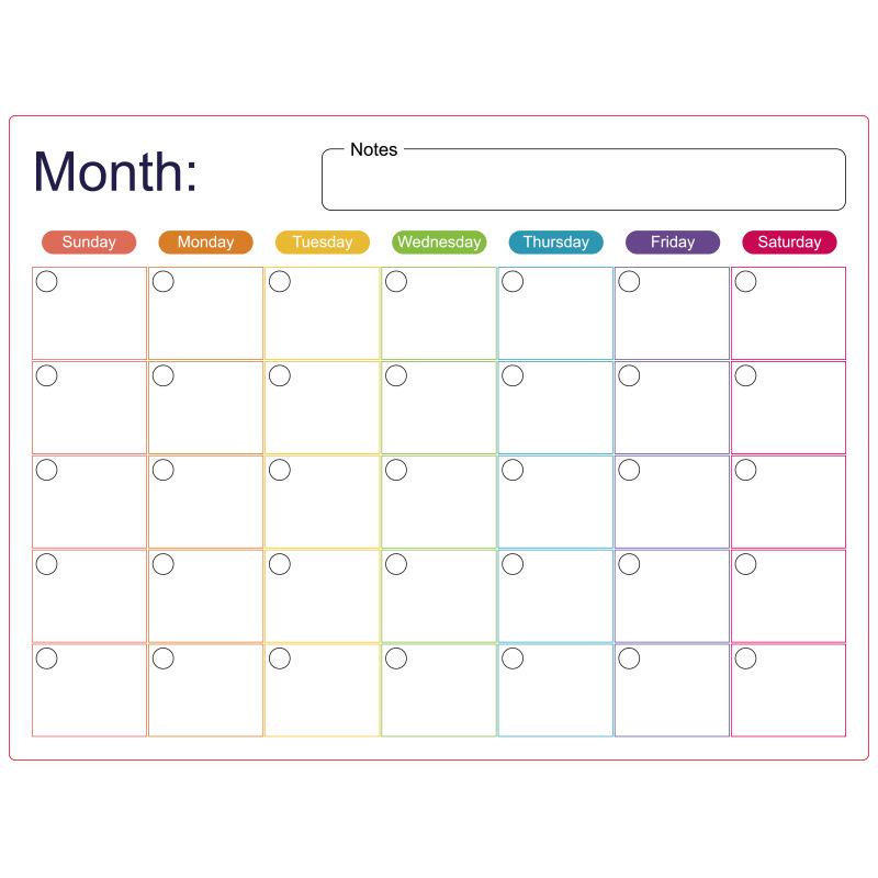 Calendario Mensile Magnetico e Lavagna Bianca Cancellabile per Frigorifero