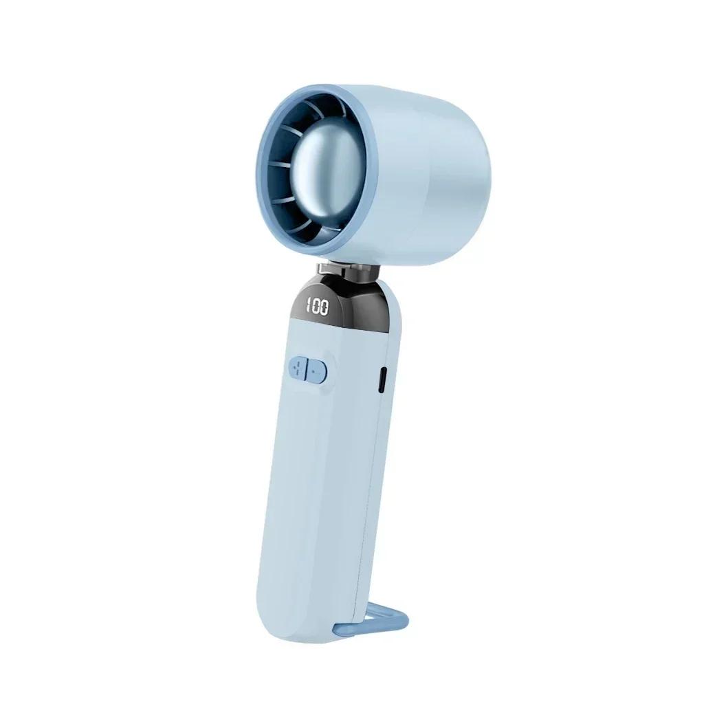 

Outdoor Portable Handheld Fan Adjustable Turbo Mini Fan Digital Display Gifts for Women Men Travel/Camping синій