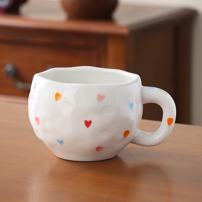 Ins Style Hand-Painted Retro Floral Irregular Coffee Cup and Saucer