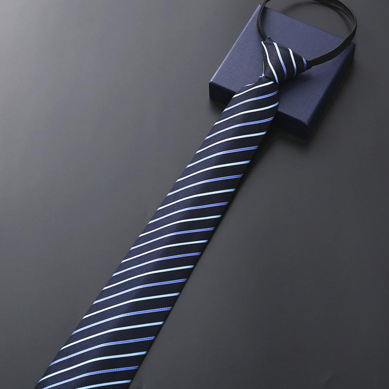 1Pc Wedding Lazy Business Fashion Solid Color Casual Striped Men's Zipper Necktie Zip Up Neck Tie