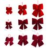 Red Christmas Velvet Bows Vintage Plush Stuffed Christmas Bows Hanging Ornament