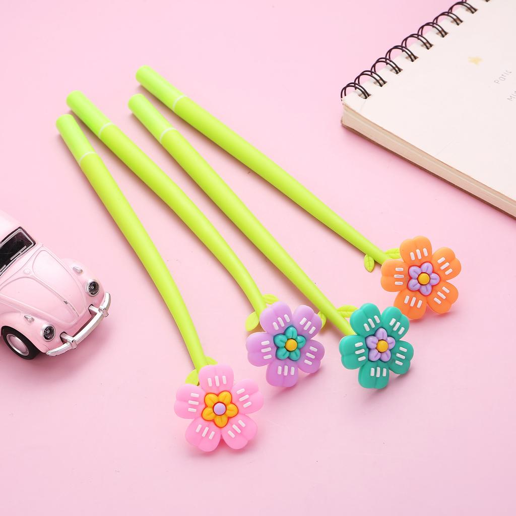 8Pcs/Lot Cute Colorful Flower Shake Gel Pens Kawaii Panda Capybara Girl Gift Black Office Signature Pen Kids School Stationery