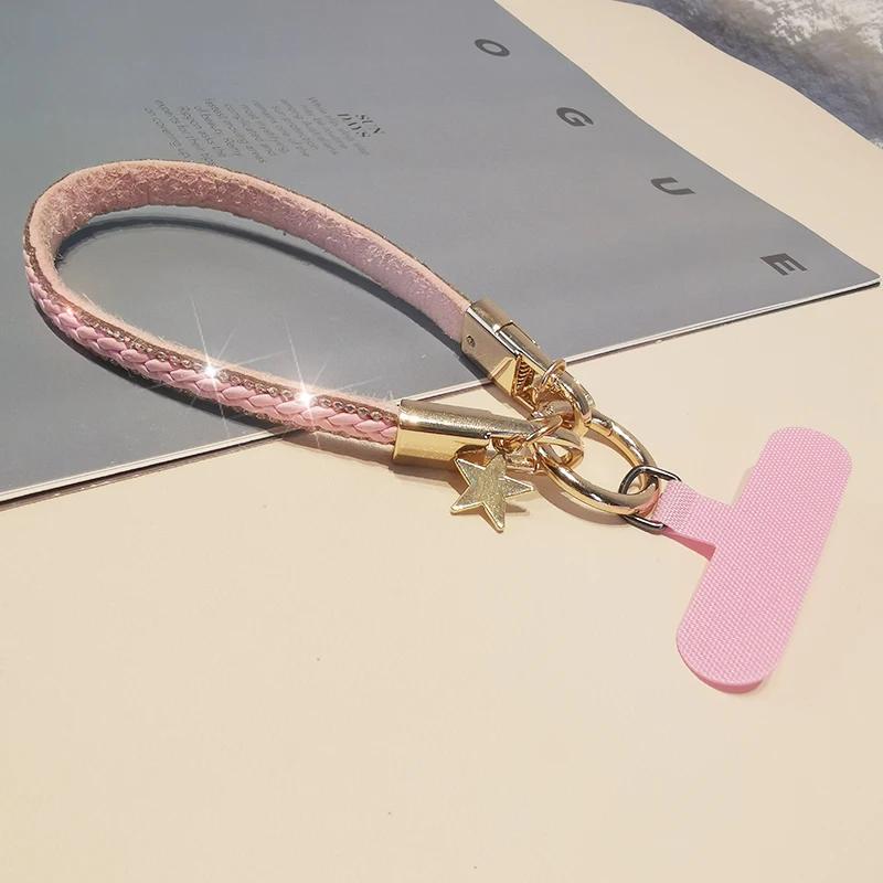 

Fashion High-end Women s Leather Wrist Strap Mobile Phone Lanyard Durable Portable Pendant Chain Phone Anti-loss Sling Lanyard