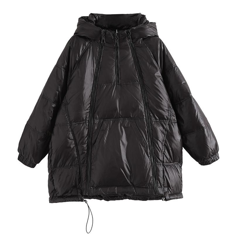 Sweater down jacket women's new winter thickened warm medium and long white duck down multi-zipper pullover jacket tide