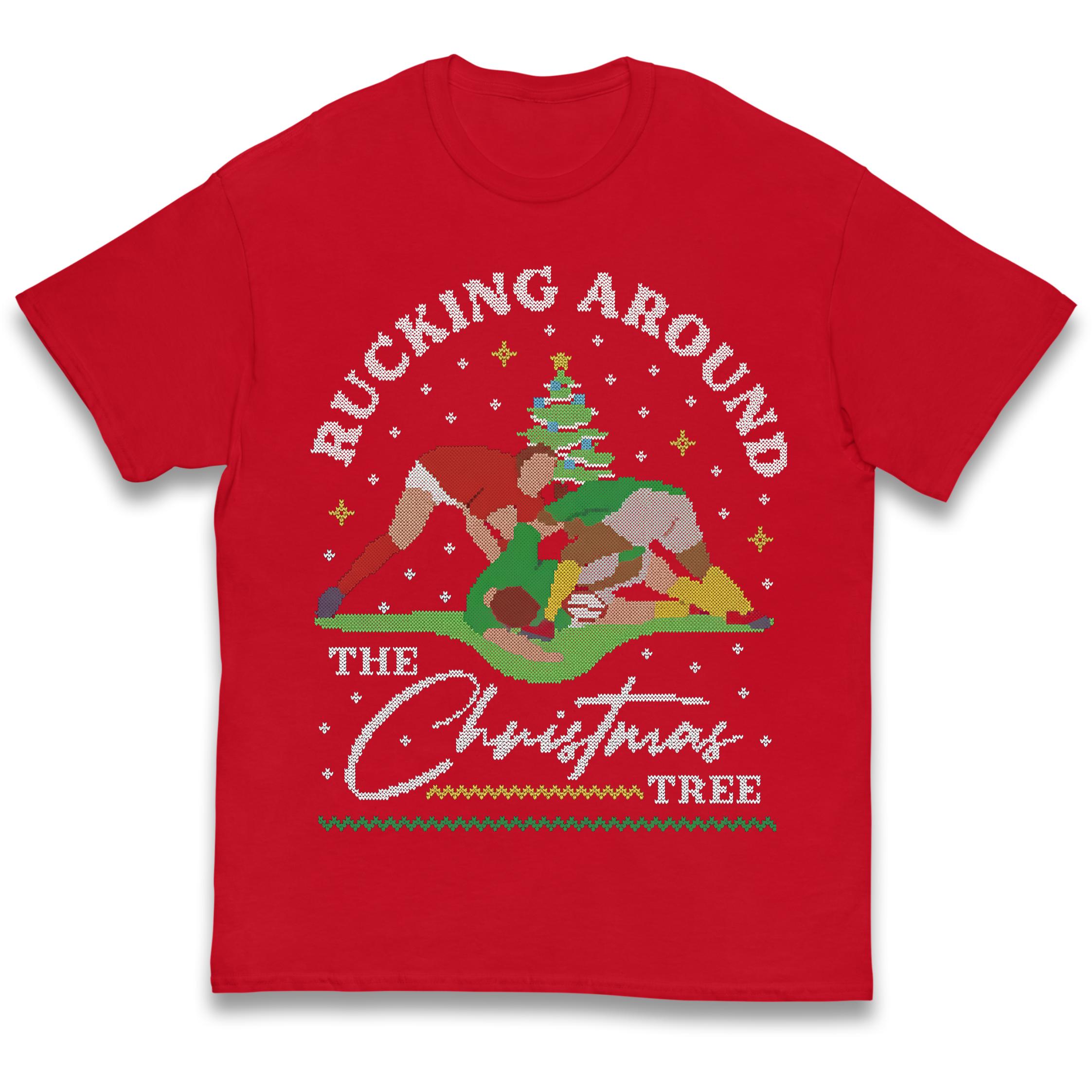 Rucking Around The Christmas Tree rugby Christmas Kids T Shirt 100