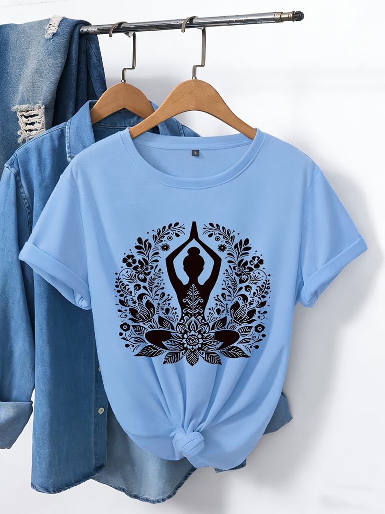 Lotus Unisexdala Printed Unisexs Tshirt Bohemian Design Breathable And Comfortable Round Neck Casual Top For Four Seasons Wear