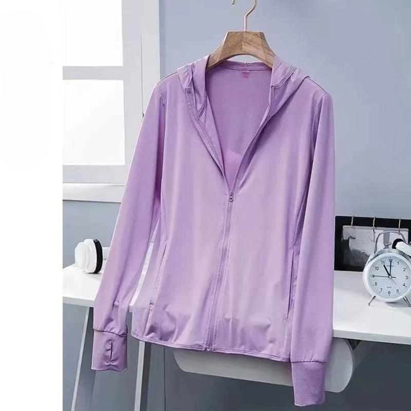 Women's Long Sleeved Hooded Cardigan Zipper Sunscreen Jacket Thin Breathable Summer Jacket