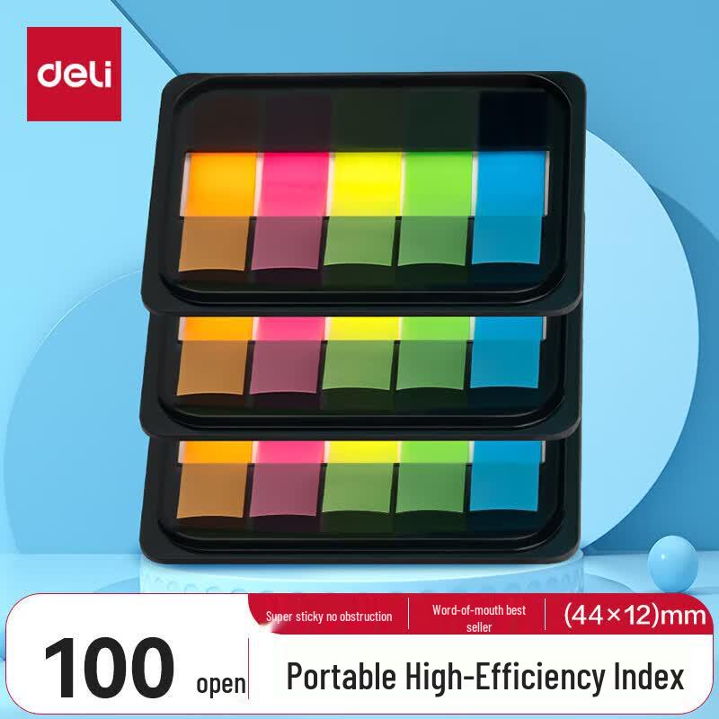 Deli 5-Color Fluorescent Pull-Out Index Tabs