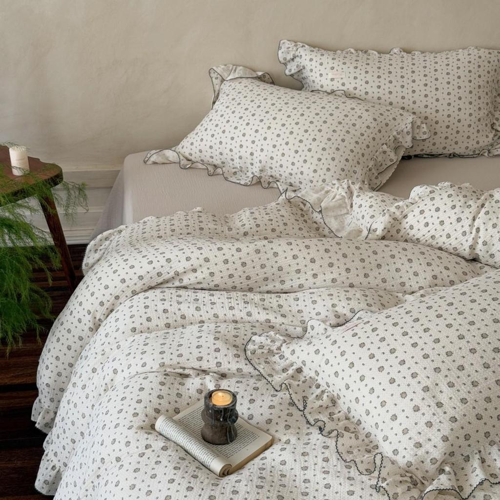 G5Z Francuska Retro Dwustronna Bawełniana Koronkowa Poszewka na Kołdrę