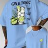 Unisexs 100 Cotton Gin And Tonic Cocktail Pattern Tshirt Summer Casual Drink Shortsleeve Tshirt Breathable Top For Vacation