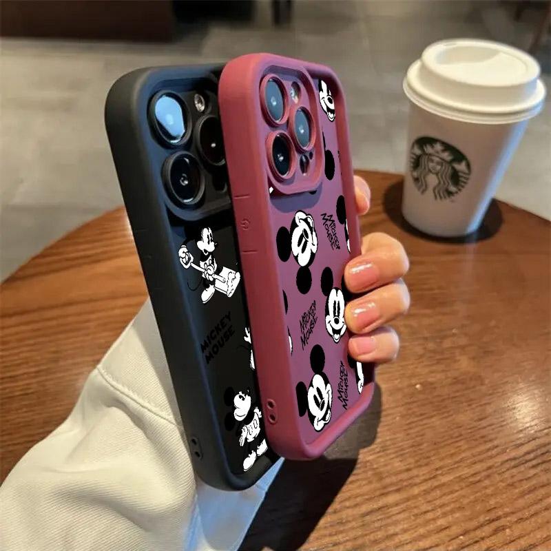 Mickey Mouse Cartoon Black White Phone Case For iPhone 17E 11 12 13 14 15 16 17 Pro Max Fundas 17 Air Plus 16e 13Mini Back Cover