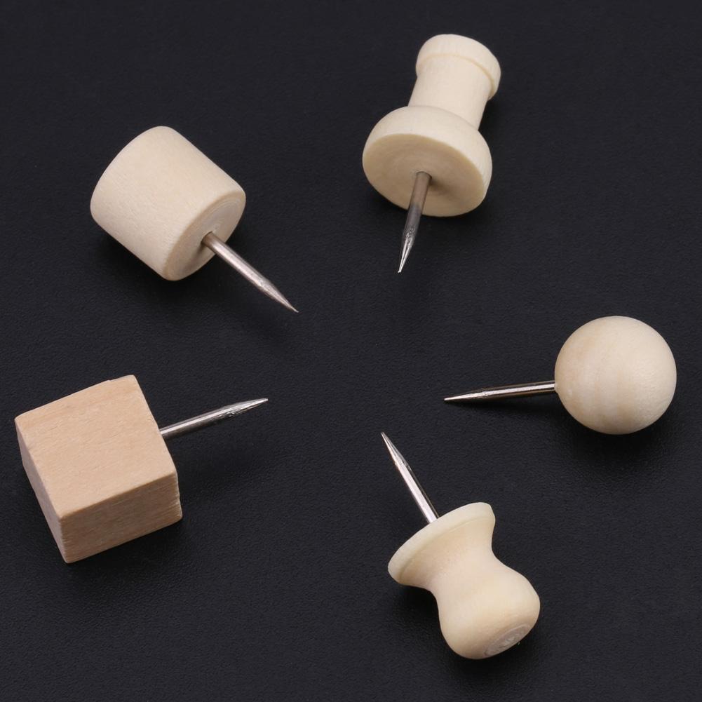 180pcs Nautral Wooden Pushpin Thumbtack Pins Decorative DIY Tool 10mm