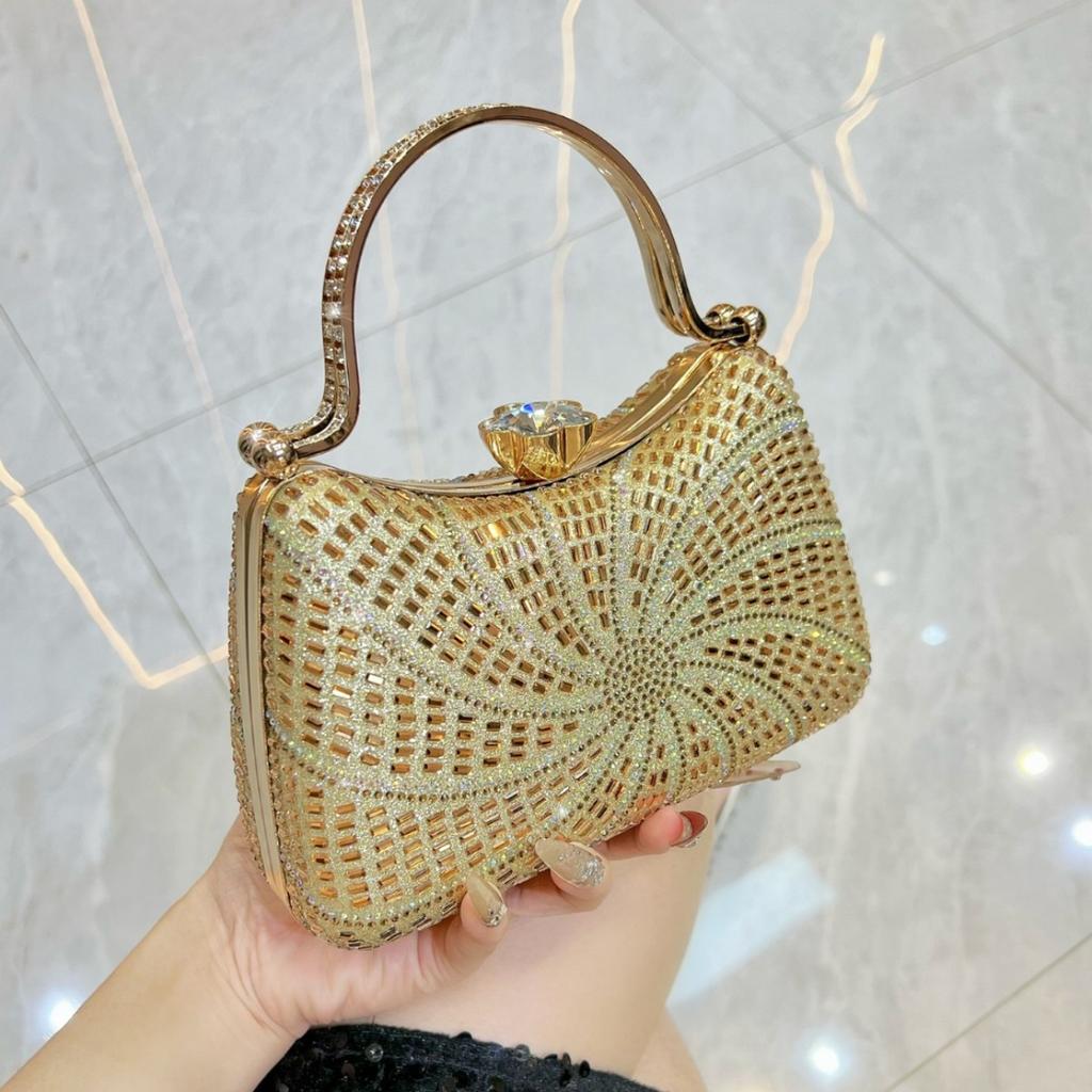 Rhinestone Handbag, Celebrity Fashion Dinner Bag, Shiny Chain Shoulder Bag, Exquisite Messenger Bag, Bag.