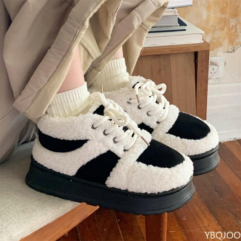 Winter Women's Platform Cotton Shoes Fashion Women Suede Fur Warm Thick Sole Casual Shoes Trend Student Snow Boots Zapatos Mujer