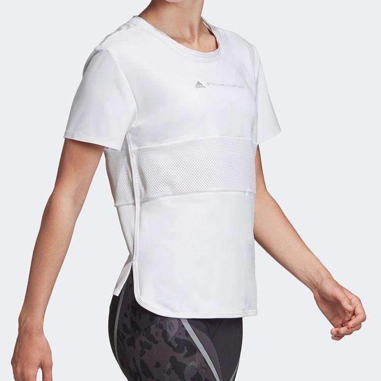 Adidas Logo Print Sports Short Sleeve T-Shirt Women Tops White EA2173