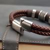 Bracelet for Men Multilayer Bangles Magnetic Clasp Imitation Cowhide Braided Multi Layer Wrap Trendy Bracelet Armband Gift