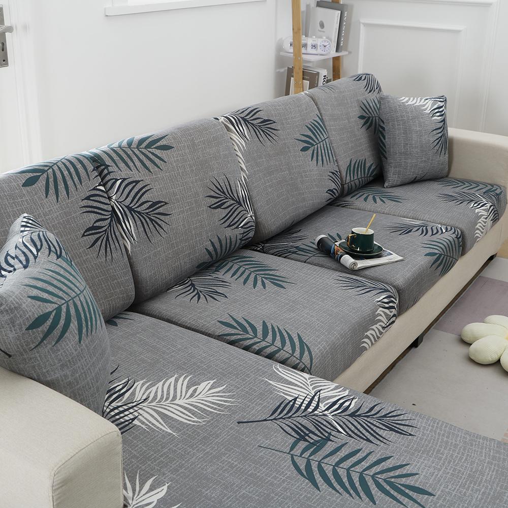 Leaves Stretchy Sofa Furniture Seat Cushion Cover Printed Sofa Cover Half Package Couch Stretch Slipcover Funiture Protector 1 /2 /3 /4 Seater
