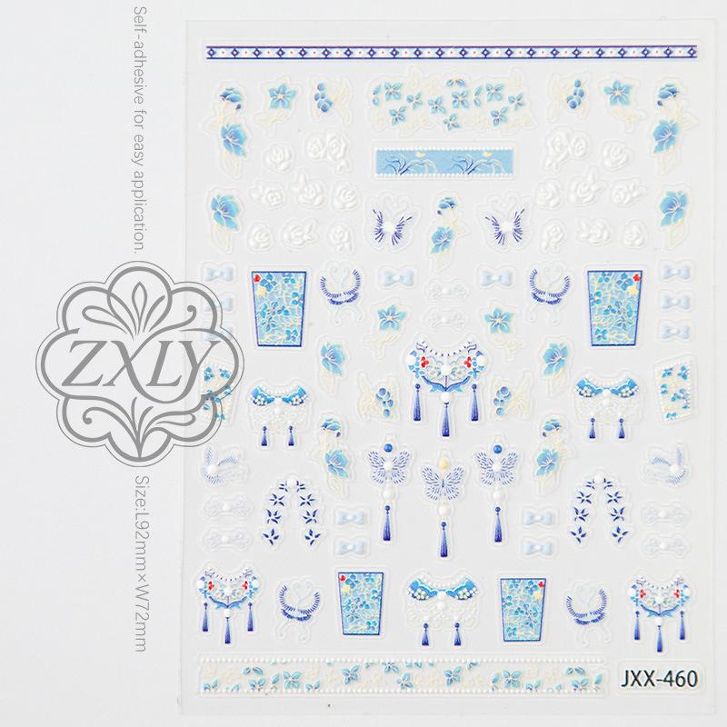 Guofeng Phoenix Crown 3D Crystal Rhinestone Chinese Style Nail Art Stickers