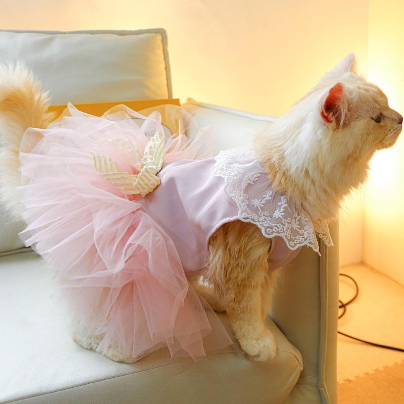 Princeznovské šaty pro psa na kočku Svetr Svatba Oblečky pro štěně Kostým pro psa Čtyři roční období Tutu sukně Potřeby pro domácí mazlíčky