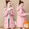 Fluffy and Thick Cotton Clothing, Autumn and Winter Korean Version, Waist Tightened, Versatile Mid-length Trench Coat, Cotton Coat Women's Trend