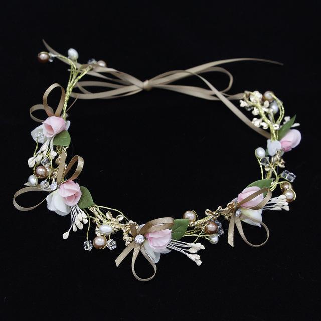 Silver Color Handmade Pearl Flower Headband Bridal Wedding Crown Hair Accessories Hair Band Tiara Crystal Headpiece Hair Jewelry