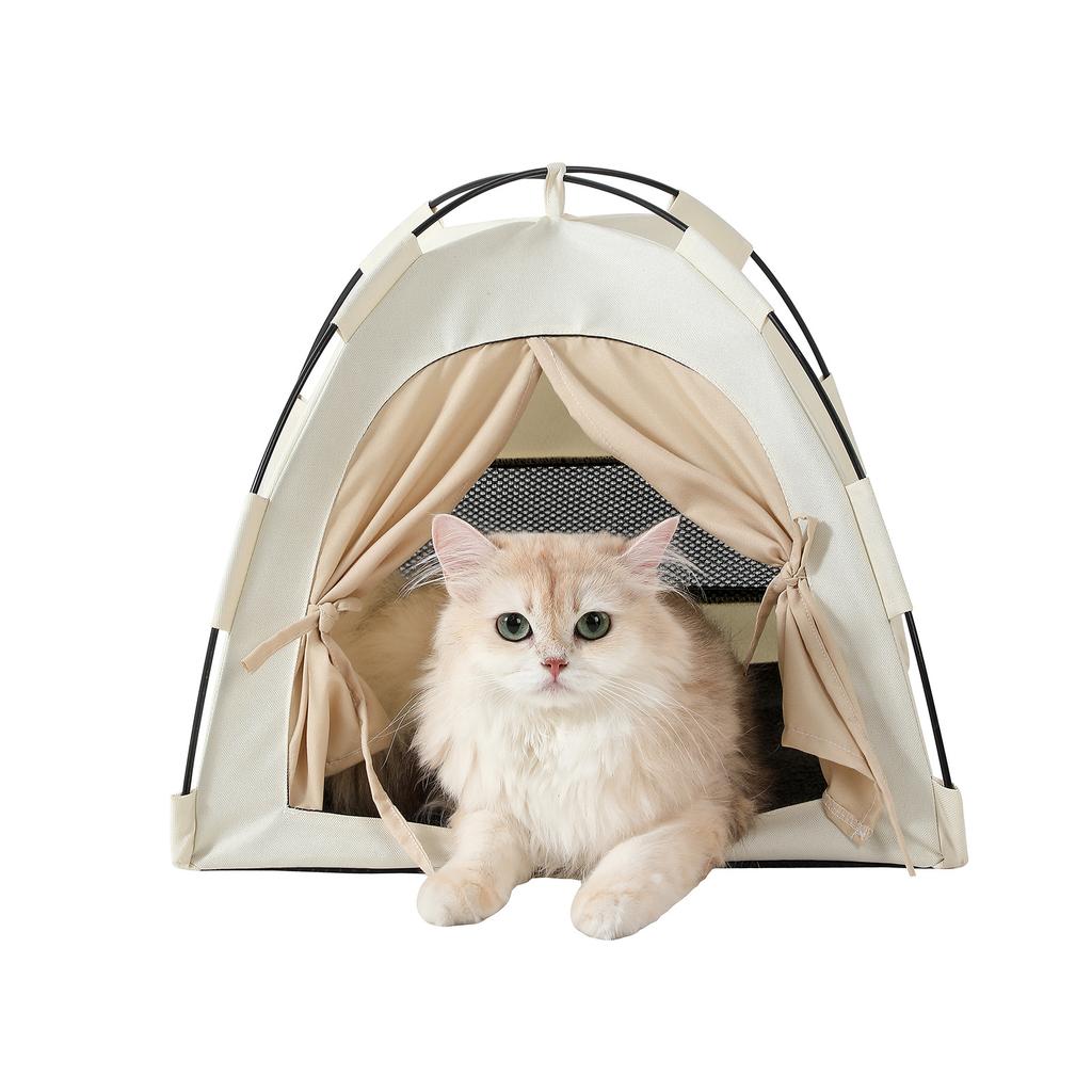 Cats Tent Door Curtain Style Foldable Cat Bed Outdoor Stray Cat House Portable for Travel Ventilate Kitty Puppy Bed Pet Supplies